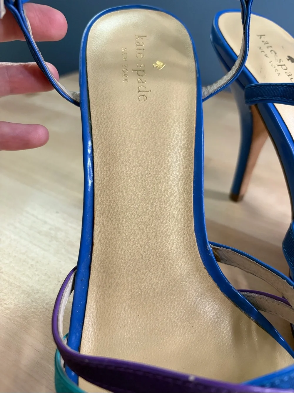 Kate Spade Vero Cuio Blue Strap High Heels Size 10